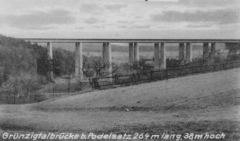Podelsatzbr&uuml;cke (Gr&uuml;nzigtalbr&uuml;cke) um 1937